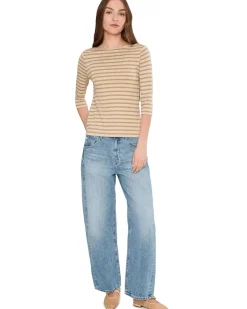 NIC+ZOE 3/4 Sleeve Stripe Envelope Boat Tee Women's