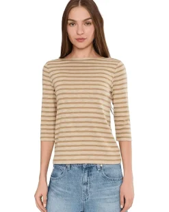 NIC+ZOE 3/4 Sleeve Stripe Envelope Boat Tee Women's