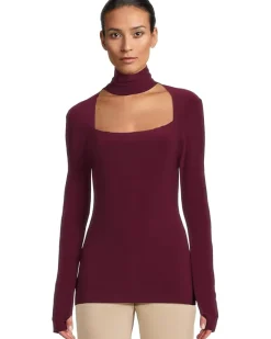 Norma Kamali Long Sleeve Sweetheart Turtle Top Women's