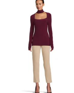 Norma Kamali Long Sleeve Sweetheart Turtle Top Women's