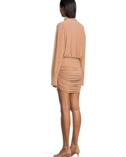 Norma Kamali Oversized Bf Nk Shirt Shirred Bottom Mini Dress Women's