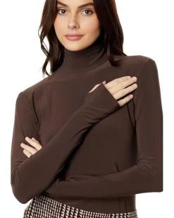 Norma Kamali Slim Fit Long Sleeve Turtle Top Women's
