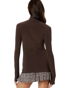 Norma Kamali Slim Fit Long Sleeve Turtle Top Women's