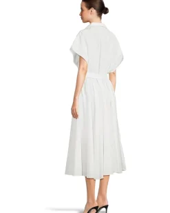 Norma Kamali Super Oversized Sleeveless Boyfriend Neck Shirt Flared Dress To Mid-thigh Women's
