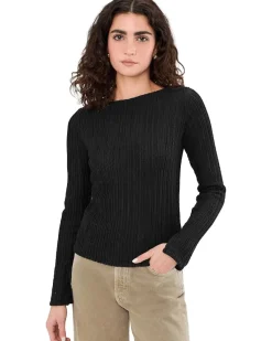 Sanctuary Long Sleeve Boatneck Textured Top Women's