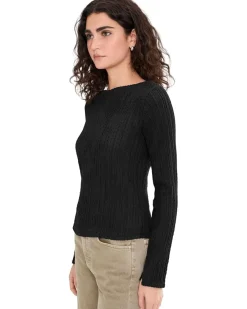 Sanctuary Long Sleeve Boatneck Textured Top Women's