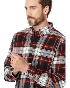U.S. POLO ASSN. Long Sleeve Classic Fit 1 Pocket Yarn Dye Stretch Peached Twill Woven Shirt Men's