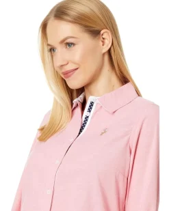 U.S. POLO ASSN. Long Sleeve Solid Stretch Oxford Woven Shirt Women's