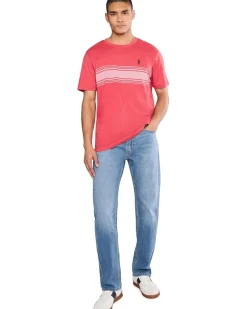 U.S. POLO ASSN. Short Sleeve Chest Print Stripe Jersey Tee Shirt Men's