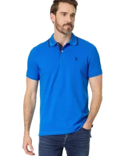 U.S. POLO ASSN. Short Sleeve Slim Fit Solid Stretch Pique Polo Shirt Men's