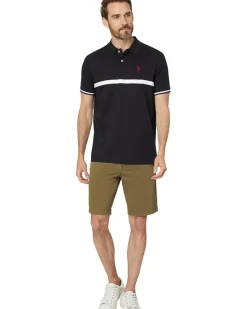 U.S. POLO ASSN. Short Sleeve Thin Stripe Colorblock Jersey Knit Polo Shirt Men's