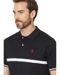 U.S. POLO ASSN. Short Sleeve Thin Stripe Colorblock Jersey Knit Polo Shirt Men's