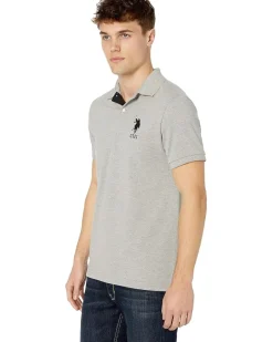 U.S. POLO ASSN. Slim Fit Big Horse Polo with Stripe Collar Men's