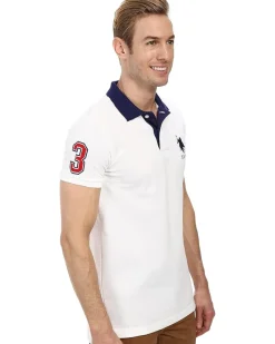 U.S. POLO ASSN. Slim Fit Big Horse Polo with Stripe Collar Men's