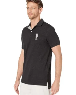 U.S. POLO ASSN. Slim Fit Big Horse Polo with Stripe Collar Men's