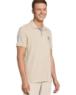 U.S. POLO ASSN. Slim Fit Big Horse Polo with Stripe Collar Men's