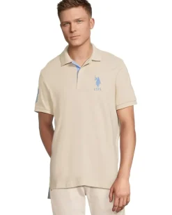 U.S. POLO ASSN. Slim Fit Big Horse Polo with Stripe Collar Men's