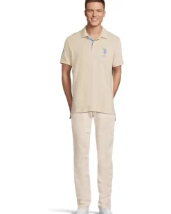 U.S. POLO ASSN. Slim Fit Big Horse Polo with Stripe Collar Men's