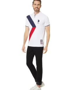 U.S. POLO ASSN. Slim Fit Sash Color-Block Short Sleeve Knit Polo Shirt Men's