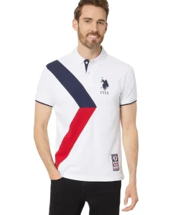U.S. POLO ASSN. Slim Fit Sash Color-Block Short Sleeve Knit Polo Shirt Men's