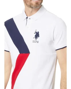 U.S. POLO ASSN. Slim Fit Sash Color-Block Short Sleeve Knit Polo Shirt Men's