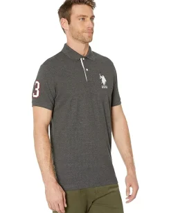 U.S. POLO ASSN. Slim Fit Solid Polo w/ Contrast Striped Underside of Collar Men's