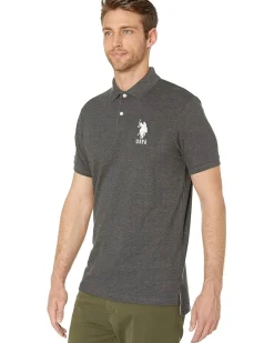 U.S. POLO ASSN. Slim Fit Solid Polo w/ Contrast Striped Underside of Collar Men's