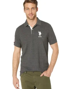 U.S. POLO ASSN. Slim Fit Solid Polo w/ Contrast Striped Underside of Collar Men's