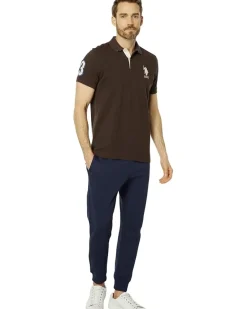 U.S. POLO ASSN. Slim Fit Solid Polo w/ Contrast Striped Underside of Collar Men's