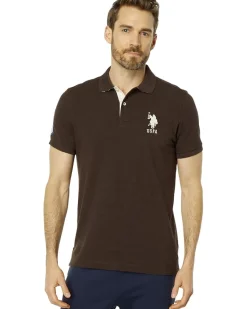 U.S. POLO ASSN. Slim Fit Solid Polo w/ Contrast Striped Underside of Collar Men's