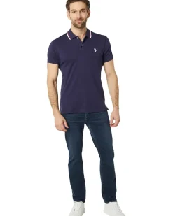 U.S. POLO ASSN. Slim Fit Tipped Interlock Knit Polo Men's