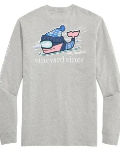 Vineyard Vines Downhill Ski Whale Long Sleeve Pocket Tee Men's