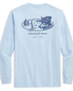 Vineyard Vines Husky Ski Dog Long Sleeve Pocket Tee Men's